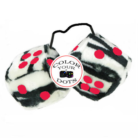 3 Inch Zebra Fuzzy Dice