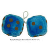 3 Inch Bubblegum Blue Fuzzy Dice with Dark Brown Dots