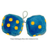 4 Inch Bubblegum Blue Furry Dice with Goldenrod Dots