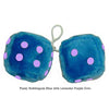 3 Inch Bubblegum Blue Fuzzy Dice with Lavender Purple Dots