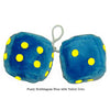 3 Inch Bubblegum Blue Fuzzy Dice with Yellow Dots