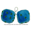 3 Inch Bubblegum Blue Fuzzy Dice with DARK GREEN GLITTER DOTS