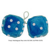 3 Inch Bubblegum Blue Fuzzy Dice with SILVER GLITTER DOTS