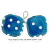 3 Inch Bubblegum Blue Fuzzy Dice with WHITE GLITTER DOTS