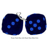 3 Inch Dark Blue Furry Dice with Royal Navy Blue Dots