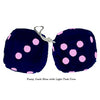 3 Inch Dark Blue Furry Dice with Light Pink Dots