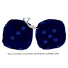 3 Inch Dark Blue Furry Dice with ROYAL NAVY BLUE GLITTER DOTS