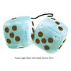 3 Inch Light Blue Fluffy Dice with Dark Brown Dots