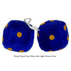 4 Inch Royal Navy Blue Fuzzy Dice with Light Brown Dots