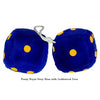 4 Inch Royal Navy Blue Fuzzy Dice with Goldenrod Dots
