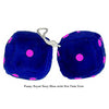 4 Inch Royal Navy Blue Fuzzy Dice with Hot Pink Dots