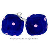 4 Inch Royal Navy Blue Fuzzy Dice with Light Pink Dots