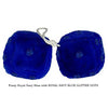 4 Inch Royal Navy Blue Fuzzy Dice with ROYAL NAVY BLUE GLITTER DOTS