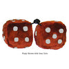 3 Inch Brown Furry Dice with Grey Dots