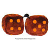 3 Inch Brown Furry Dice with Orange Dots