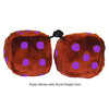 3 Inch Brown Plush Dice with Royal Purple Dots