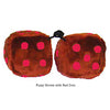 4 Inch Brown Fuzzy Dice with Red Dots