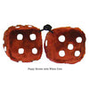 3 Inch Brown Fuzzy Dice with White Dots