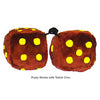 3 Inch Brown Fuzzy Dice with Yellow Dots