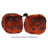 3 Inch Brown Furry Dice with BLACK GLITTER DOTS
