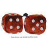 4 Inch Brown Fuzzy Dice with SILVER GLITTER DOTS