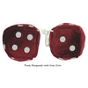 4 Inch Burgundy Fuzzy Dice with Grey Dots