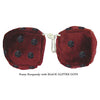 4 Inch Burgundy Fluffy Dice with BLACK GLITTER DOTS