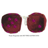 4 Inch Burgundy Fluffy Dice with HOT PINK GLITTER DOTS