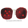 3 Inch Burgundy Fuzzy Dice with RED GLITTER DOTS