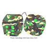 4 Inch Camouflage Fuzzy Dice with Lime Green Dots