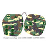 3 Inch Camouflage Fuzzy Dice with DARK GREEN GLITTER DOTS