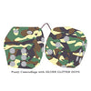 4 Inch Camouflage Fluffy Dice with SILVER GLITTER DOTS
