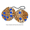 3 Inch Cheetah Fuzzy Dice with Royal Navy Blue Dots