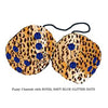 3 Inch Cheetah Fuzzy Dice with ROYAL NAVY BLUE GLITTER DOTS