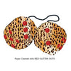 3 Inch Cheetah Fuzzy Dice with RED GLITTER DOTS