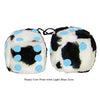 3 Inch Cow Fuzzy Dice with Light Blue Dots