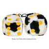 4 Inch Cow Fluffy Dice with Goldenrod Dots