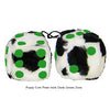 3 Inch Cow Fuzzy Dice with Dark Green Dots