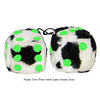 4 Inch Cow Fluffy Dice with Lime Green Dots