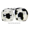 4 Inch Cow Fluffy Dice with Grey Dots
