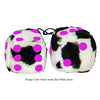 3 Inch Cow Fuzzy Dice with Hot Pink Dots