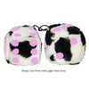 3 Inch Cow Fuzzy Dice with Light Pink Dots