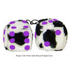 4 Inch Cow Fluffy Dice with Royal Purple Dots
