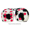 3 Inch Cow Fuzzy Dice with Red Dots