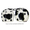 3 Inch Cow Fuzzy Dice with BLACK GLITTER DOTS