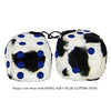 4 Inch Cow Fluffy Dice with ROYAL NAVY BLUE GLITTER DOTS
