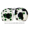 4 Inch Cow Fluffy Dice with DARK GREEN GLITTER DOTS