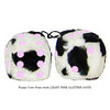 4 Inch Cow Fluffy Dice with LIGHT PINK GLITTER DOTS