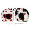 4 Inch Cow Fluffy Dice with RED GLITTER DOTS
