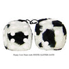 4 Inch Cow Fluffy Dice with WHITE GLITTER DOTS